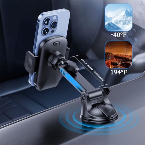 Car Phone Mount, Super Suction Dash Vehicle Dashboard Windshield Window Cellphone Holder, 360° Rotating Automotive Smartphones Cradle Accessories, Universal for SUV, Sedan, Truck (Gray) - color: Gray