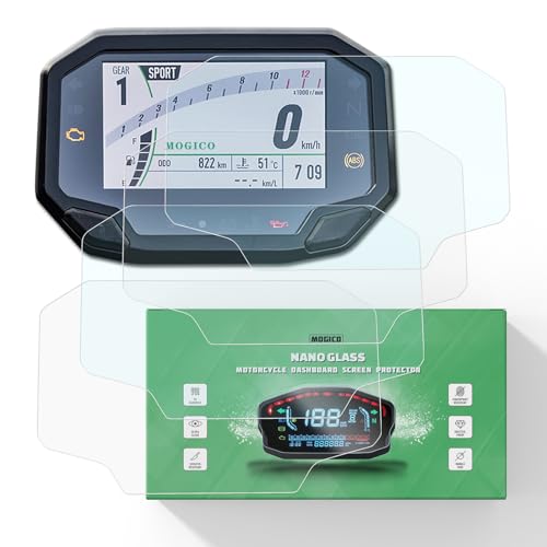 Nano Glass Dashboard Screen Protector Kit for Kawasaki Ninja 650 2020+ / 1000SX 2020-2024 / 1100SX 2025+ / Ninja 500, 7 Hybrid & e-1 2024+ (2x Ultra Clear & 2x Anti Glare)