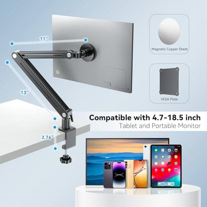 Magnetic Portable Monitor 75mm VESA Mount Arm Screen Holder Stand Clamp