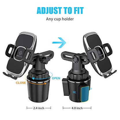 Cup Holder Phone Mount, Adjustable Long Neck Cellphone Holder for Car, Upgraded Version, Cup Phone Holder for Car with Expandable Side Arms, Compatible with iPhone Samsung Google & All Phones