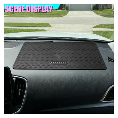 Car Dashboard Anti-Slip Pad, 10.6" × 5.7" Universal Sticky Gripping Mat, Multifunctional Automotive Interior Cell Phone Holder for Sunglasses, Keys, Coins, GPS, Electronic Devices (Black) - color: Black