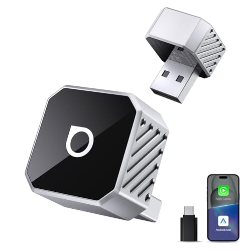 OTTOCAST Mini 3.0 (Pot) 2025 Wireless CarPlay & Android Auto 2-in-1 Adapter, Plug & Play, 5GHz WiFi, Auto Connect for iPhone & Android, Fits 98%+ OEM Wired CarPlay Cars - color: Silver