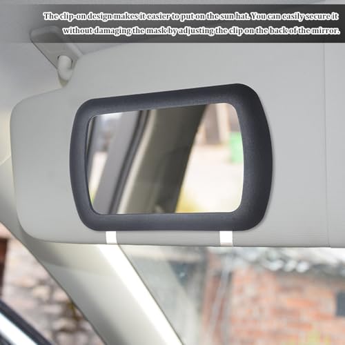 Car Sun Visor Vanity Mirror, HD Vanity Vehicle Makeup Sun-Shading Cosmetic Mirror with Clips on, Portable Automotive Interior Accessories for Women Girls, Universal Fit