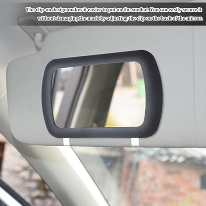 Car Sun Visor Vanity Mirror, HD Vanity Vehicle Makeup Sun-Shading Cosmetic Mirror with Clips on, Portable Automotive Interior Accessories for Women Girls, Universal Fit