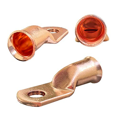 10pcs 6 AWG-3/8 Ring Battery Lugs, Copper Lugs, Battery Cable Ends, Tubular Ring Terminals, Crimp Wire Ring Lugs, Battery Terminal Connectors with Heat Shrink Tubing (10, 6 Awg - 3/8" (M10) Ring) - size: 6 Awg - 3/8" (M10) Ring