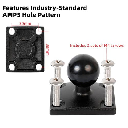 Dual Extension Double Socket Arm with 4-Hole AMPS Square Plate, Drill Base for Wall Desk Boat Truck Car, Compatible with RAM Mounts&Bike Motorcycle Phone Holder - style: Square Base w Two 3.54" Arms