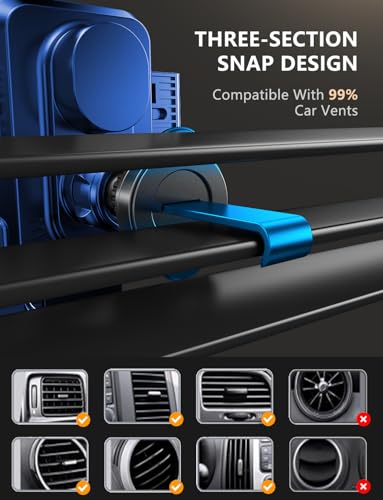 Wireless Car Charger, Phone Holders for Your Car, 15W Auto Clamping Phone Mount Car Accessories for iPhone 16 15 14 13 12 Mini Pro Max 11, Samsung Galaxy S24 Ultra S23 S22+ Note 20, etc - Blue - color: BLUE