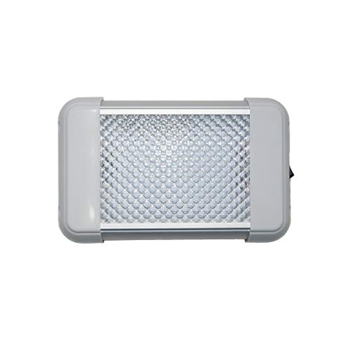 Raycharm LED Dome Light 6.3" x 3.9" Compact-Size 6000K Cool-White Even Diffused Beam, High Light-Output Low Ampere Draw, 12V-24V DC, On/Off Rocker Switch for Boat, Truck, RV & Utility Vehicles, 1-Pack - size: 6.3" x 3.9"