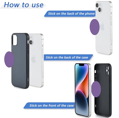 Phone Magnets for Back of Phone, Universal Metal Plates, 2 Rectangular and 2 Round with Adhesive, car Phone Magnets (Purple) - color: A Purple