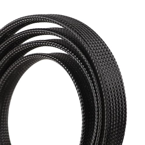 25ft PET Expandable Braided Cable Sleeve 1.2 inch(30mm) Pet Braided Cable Sleeve for Audio Video Device Wire Automotive Wire (Black) - color: Black, size: 30mm"(1.2 inch)