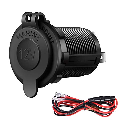 Cigarette Lighter Socket Car Marine Motorcycle ATV RV Lighter Socket Power Outlet Socket Receptacle 12V Waterproof Plug by ZHSMS - color: Black