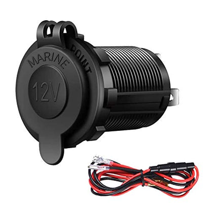 Cigarette Lighter Socket Car Marine Motorcycle ATV RV Lighter Socket Power Outlet Socket Receptacle 12V Waterproof Plug by ZHSMS - color: Black