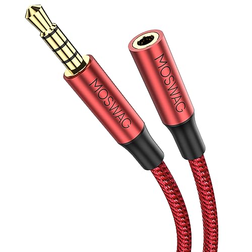 MOSWAG 13.12FT 3.5mm Male to Female Extension Cable with Microphone Stereo - color: Red, size: 13.12 ft
