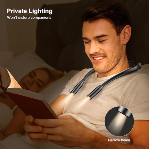 Gritin Book Light,Eye Caring 3 Colors & Stepless Dimming Neck Reading Light - color: Black, size: Standard
