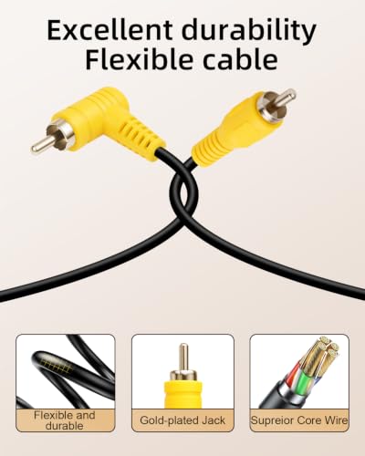 GELRHONR 90 Degree RCA Male to Male Extension Video Cable,4.9FT - color: RCA M to Grad RCA M,1.5M