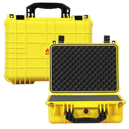 Jack Boss Waterproof Hard Camera Case with Foam,16x12.8x6.8 Inch,Yellow - color: YELLOW, size: 16x12.8x6.8 in