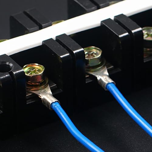 100Pcs #8 Non-Insulated Fork Terminal,22-16 AWG Brazed Seam Red Copper Wire Connectors,Crimp Connector Terminal Kit (Fork #8 100PC, AWG22-16) - size: AWG22-16, style: Fork #8 100PC