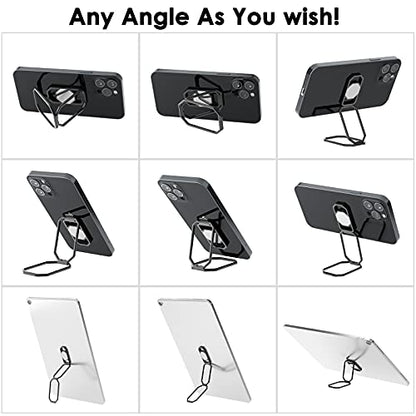 Phone Ring Holder Finger Kickstand, Upgraded 360° Rotation Metal Phone Grip for Magnetic Car Mount Foldable Cell Phone Stand Compatible with Most Smartphones - color: Grey Black