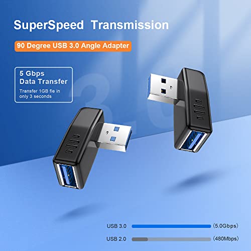 Oxsubor USB 3.0 Adapter 90 Degree Male to Female Coupler Connector Plug Left Angle and Right Angle - style: usb 3.0 adapter left and right