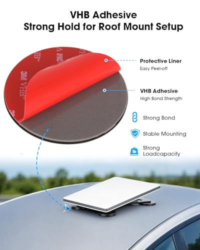 5-Pack Adhesive Magnetic Mount Plates for Starlink Mini & Gen 3 Magnetic Mounts, Magnetic Base Pads for Car Truck SUV Aluminum/Glass Cab Roof, Peel-and-Stick Non-Magnetic Roof Mounting Helper