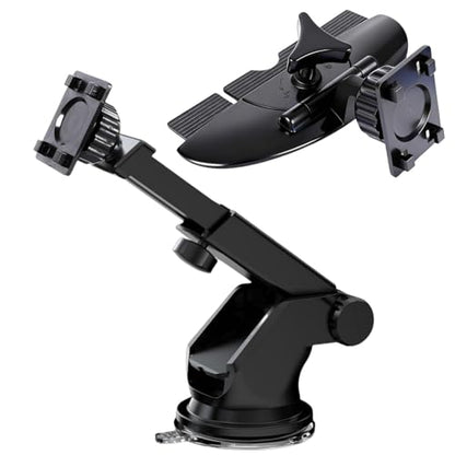 Carplay Screen Mount(2Pcs), Car CD Slot Mount and Suction Cup Mount, for (5"-12") Backup Camera Android Auto Screen Phone Holder with Universal 17mm Ball Adapte Windshield Dashboard Bracket