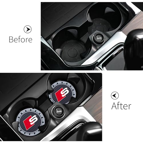 Car Cup Holder Coaster for Audi S Line Recessed Silicone Cupholder Coaster Interior Accessories 2.75IN 2Pack - color: Gray-05