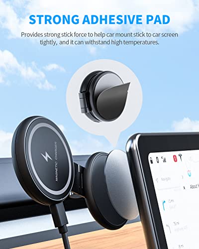 Fast Charging Wireless Car Charger Mount, Magnetic Foldable Car Phone Holder for Tesla Model 3/Y Designed for MagSafe Compatible with iPhone 12/13/14 Series - color: Wireless Charge Version