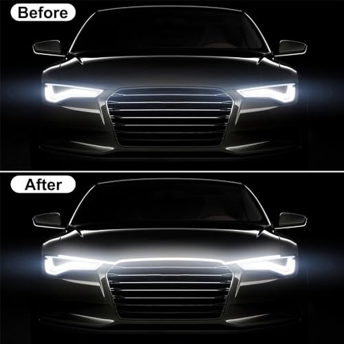 Flexible 59 Inch LED Strip Lights - Waterproof Car Hood Daytime Running Light Strip with Turn Signal for Trucks, Cars (White) - color: yellow/white, size: 59 Inch