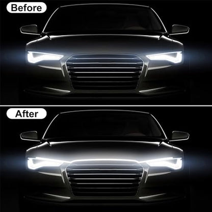 Flexible 59 Inch LED Strip Lights - Waterproof Car Hood Daytime Running Light Strip with Turn Signal for Trucks, Cars (White) - color: yellow/white, size: 59 Inch