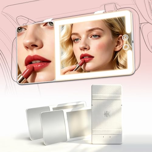 2pcs Car Visor Mirror with Lights & 20X Magnification, Universal Fit - color: 2pcs-White