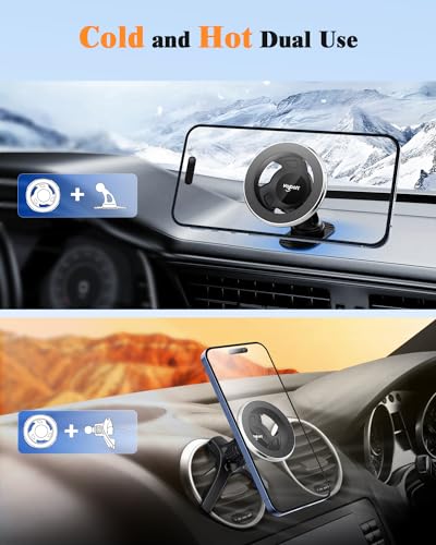 volport for Magsafe Car Mount [Air Vent & Dashboard]: Magnetic Phone Holder for Round/Horizontal/Vertical Vent, Strong Magnet for iPhone 16 15 14 13 12 Pro Max Plus Samsung S24 Ultra Cell Phone Case - style: Triangle Mount