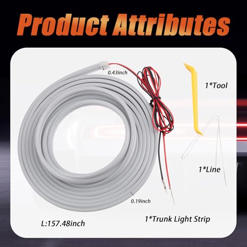 157.48 Inch Flexible Trunk Light Strip,Water-Resistant LED Light Strip for Car with Soft White Glow,Universal Concealed Ambient Lighting Car Strips Cars Accessories with Tools