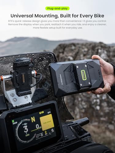 R7X Wireless Motorcycle Apple CarPlay & Android Auto Screen, Quick-Release Cradle (BMW-Style Convenience), 7" 1200 Nits 60fps Display, IP69K Waterproof, Action Camera Control, Universal Fit - size: R7X Motorcycle Carplay for Non-BMW