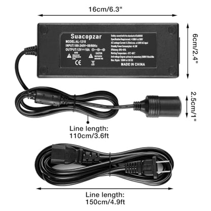 2PCS AC to DC Converter 120W 12V 10A Power Supply Cigarette Lighter Adapter to Wall Plug, 8.8Ft AC to DC Cigarette Lighter Adapter, 110V to 12V Converter Transformer for Car Powered Devices - style: 12V 10A 2Pin - 2 Pack