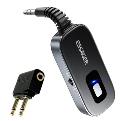 ESSAGER Bluetooth Car Adapter,Noise Cancelling 3.5mm AUX Bluetooth Receiver for Car,Wireless Audio Receiver Transmitter for Home Stereo/Wired Headphones Airplane,Gray