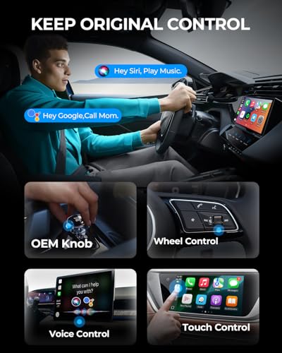 AuroraLink Wireless Carplay Adapter for Apple iPhone & Android Auto 2-in-1 Fast & Stable Carplay Wireless Adapter Convert Wired to Wireless Car Play Dongle for iOS 10+/Android 11+ (Grey) - color: Grey