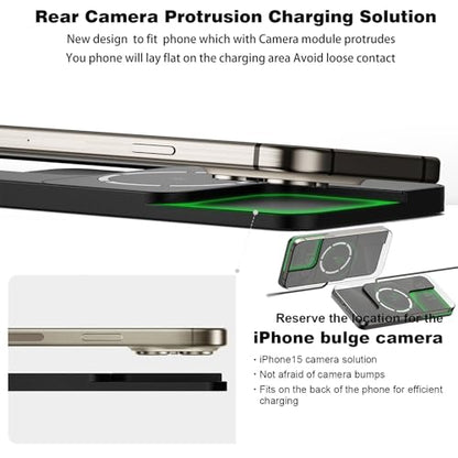 Wireless Charger Car Magnetic Charging pad Fast Wireless Phone Charger Cell Phone Cordless Charging mat Compatible with iPhone 16/15/14/13/12, Airpods Earbuds(C11MAG)