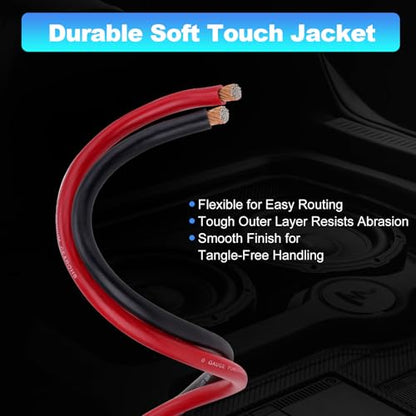 1/0 Gauge Wire 1/0 Battery Cable (20FT Red+20FT Black), Copper Clad Aluminum CCA Amp Wiring Kit with 250A ANL Fuse Holder, Lugs Terminal Connector & Heat Shrink Tube for Car Audio Speaker, Marine - color: 40FT Wire+250A Fuse Holder