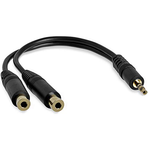 StarTech.com 6 in. 3.5mm Audio Splitter Cable - Stereo Splitter Cable - Gold Terminals - 3.5mm Male to 2x 3.5mm Female - Headphone Splitter (MUY1MFF),Black - size: Standard Cable, style: Black