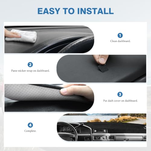 FIILINES Dash Cover Fit for Ford F150 F250 F350 1992-1996, Dashboard Mat Exact Fit for F-150 F-250 F-350 Accessories Dashboard Pad Carpet Dash Mat Sunshade Non-Slip Polyester Protector No Glare Black - size: For F150 F250 F350 1992-1996