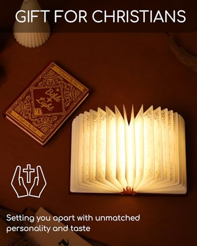 Book Light with Bible Verse, Foldable Paper Desk Lamp for Home Decor, Birthday Gifts for Christians，Book Lovers,Mom and Father
