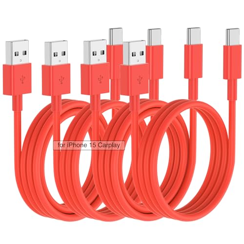 Car Carplay Cable for iPhone 17 16 15 Charger Cord,3/3/6/6FT USB A to USB C Cable for iPhone 17 Pro Max/16 Pro/15 Plus Charger,USB C Car Charger for Apple 17 Air/16 Pro Max/16e/15/iPad Pro-Red - color: Red, size: 3FT+3FT+6FT+6FT