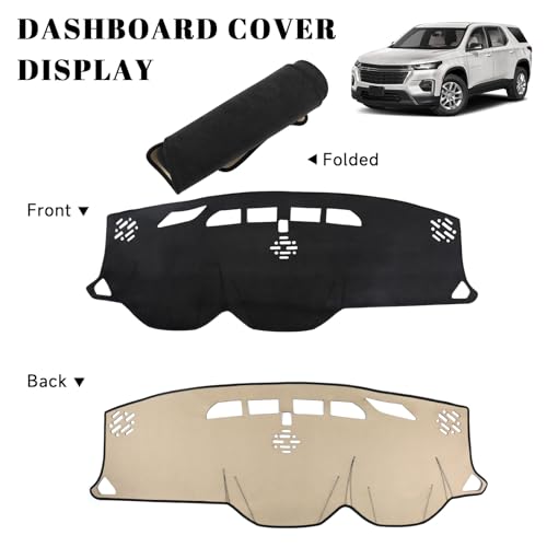 Black Dashboard Dash Board Cover Mat Carpet for Chevy Traverse 2018-2023 Accessories Dash Cover Flannel Material Dash Mat Sunshade - size: for Chevy 2018-2023 Traverse