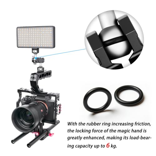 ARTCISE Magic Arm Mount, Double 1/4" 20 Screw Camera Extension Bracket with Anti-Twist Pin, 360° Adjustable Aluminum Articulating Arm, Max 13.2LB Load for DSLR, LED Light, Flash, Action Camera & Cage