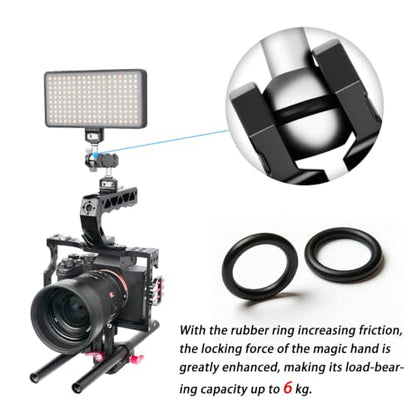 ARTCISE Magic Arm Mount, Double 1/4" 20 Screw Camera Extension Bracket with Anti-Twist Pin, 360° Adjustable Aluminum Articulating Arm, Max 13.2LB Load for DSLR, LED Light, Flash, Action Camera & Cage