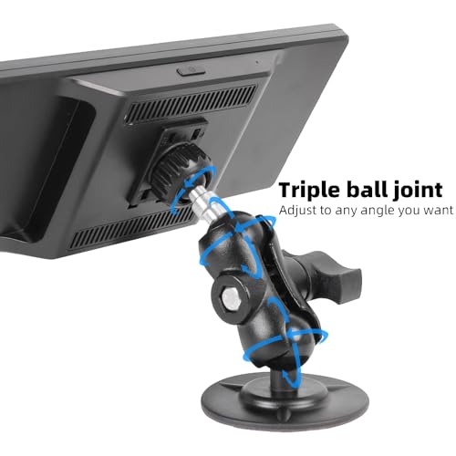 Flexible Adhesive Car Mount for Portable CarPlay Screens, Dual 360° Rotating Ball Joints Adjustable CarPlay Holder for Truck Dashboard, Compatible with 7"–12" CarPlay Screen - style: Short