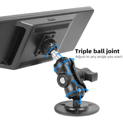 Flexible Adhesive Car Mount for Portable CarPlay Screens, Dual 360° Rotating Ball Joints Adjustable CarPlay Holder for Truck Dashboard, Compatible with 7"–12" CarPlay Screen - style: Short
