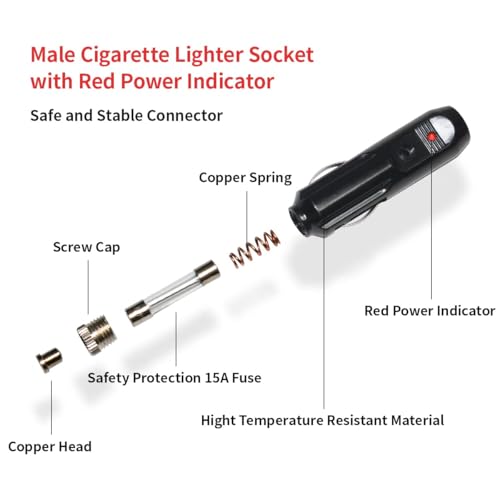 ELFCULB Cigarette Lighter Plug Extension Cable 14AWG 10FT for RV - color: CIG to PLUG, size: 10FT