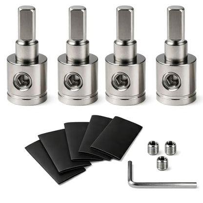 4PCS Heavy-Duty Brass Amp Input Reducers 1/0 Gauge to 4 Gauge - Durable Amp Connectors with Heat Shrink Tubing for Car Audio Accessories - size: 4Pcs（0 to 4 Gauge）