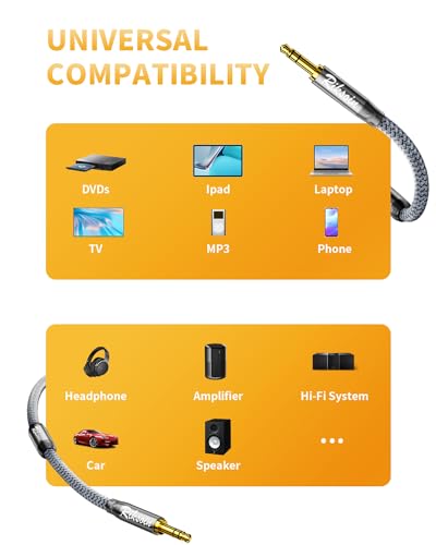Aux Cord 10ft,3.5mm Audio Cable with Magnetic Ring Supports[Hi-Fi,Shielded] 3.5mm Male to Male AUX Cord for Car,Headphones,Home Stereos,Speaker - size: 10FT/3M